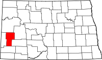 State map highlighting Billings&#32;County