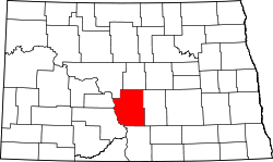 State map highlighting Burleigh&#32;County
