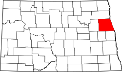 Map of North Dakota highlighting Grand Forks County