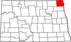 State map highlighting Pembina&#32;County
