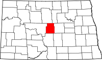 Map of North Dakota highlighting Sheridan County