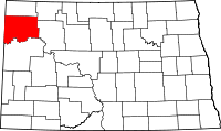 Map of North Dakota highlighting Williams County