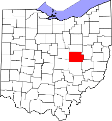 State map highlighting Coshocton&#32;County