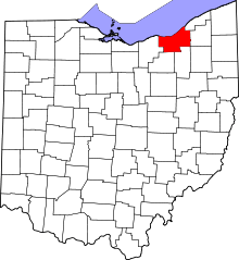 State map highlighting Cuyahoga&#32;County