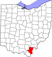 State map highlighting Gallia&#32;County