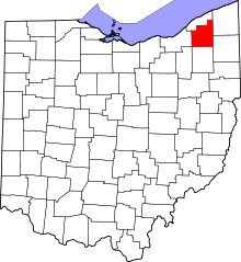 State map highlighting Geauga&#32;County