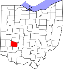 Map of Ohio highlighting Greene County