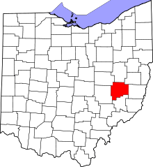 State map highlighting Guernsey&#32;County