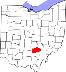 State map highlighting Hocking&#32;County