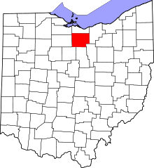 Map of Ohio highlighting Huron County