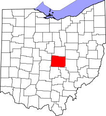 State map highlighting Licking&#32;County