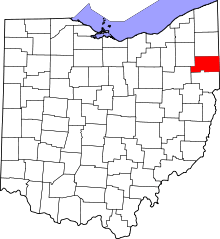 State map highlighting Mahoning&#32;County