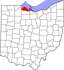 Map of Ohio highlighting Ottawa County