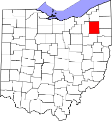 Map of Ohio highlighting Portage County