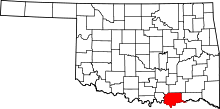 Map of Oklahoma highlighting Bryan County