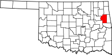 Map of Oklahoma highlighting Cherokee County