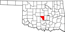 Map of Oklahoma highlighting Cleveland County