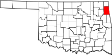 Map of Oklahoma highlighting Delaware County