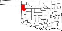 Map of Oklahoma highlighting Ellis County