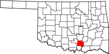 Map of Oklahoma highlighting Johnston County