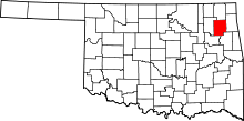 Map of Oklahoma highlighting Mayes County