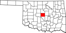 Map of Oklahoma highlighting Oklahoma County