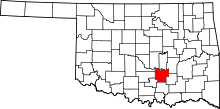 Map of Oklahoma highlighting Pontotoc County