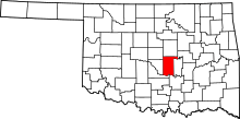 Map of Oklahoma highlighting Pottawatomie County