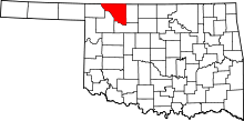 State map highlighting Woods&#32;County