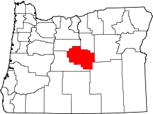 Map of Oregon highlighting Crook County