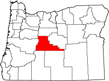 State map highlighting Deschutes&#32;County