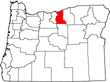 Map of Oregon highlighting Gilliam County