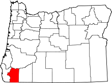 State map highlighting Josephine&#32;County