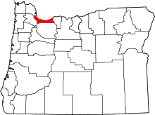 Map of Oregon highlighting Multnomah County