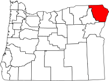 State map highlighting Wallowa&#32;County
