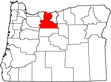 State map highlighting Wasco&#32;County