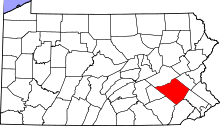 State map highlighting Berks&#32;County
