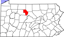 Map of Pennsylvania highlighting Cameron County