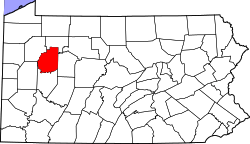 State map highlighting Clarion&#32;County