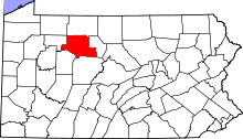State map highlighting Elk&#32;County