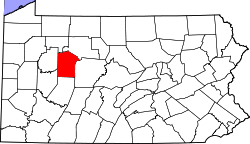 Map of Pennsylvania highlighting Jefferson County