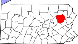 State map highlighting Luzerne&#32;County