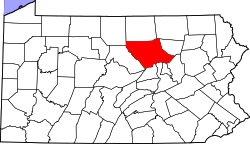State map highlighting Lycoming&#32;County