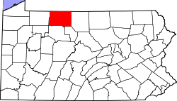 Map of Pennsylvania highlighting McKean County