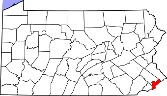 State map highlighting Philadelphia&#32;County