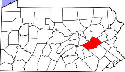 State map highlighting Schuylkill&#32;County
