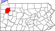 Map of Pennsylvania highlighting Venango County