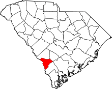 Map of South Carolina highlighting Allendale County