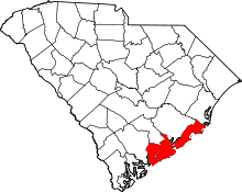State map highlighting Charleston&#32;County