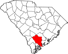 Map of South Carolina highlighting Colleton County